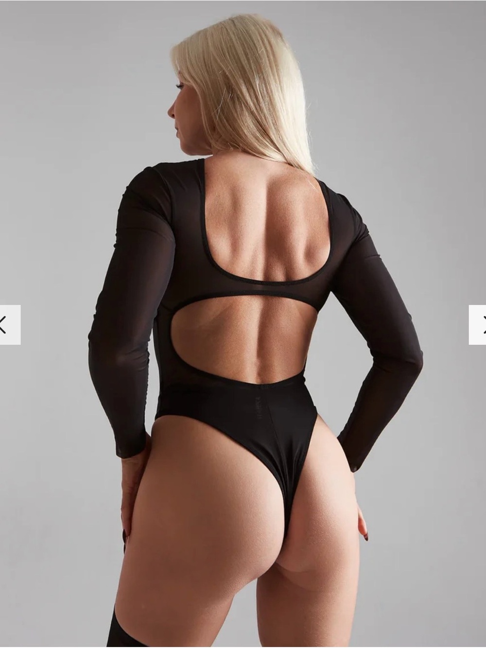 NWT Harna Sheer Long-Sleeve Black Matte Mesh Bodysuit - Picture 5 of 5